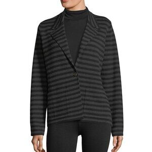 New w/Tags - Eileen Fisher Notch Collar Striped Blazer -100% Merino Interlock, M